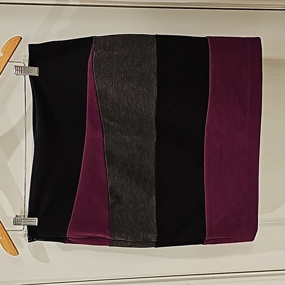 Fenn Wright Manson Black Purple Striped Mini Skirt - Size 6 - Picture 3 of 4